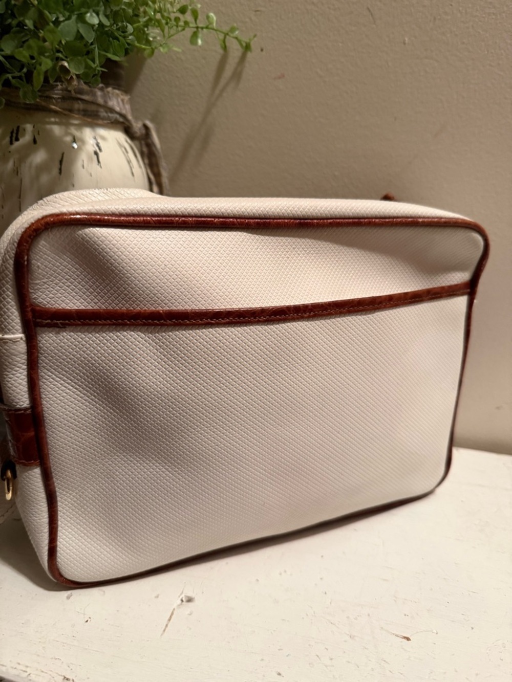 Unbranded White With Brown Snake Leather Crossbody made in Italy
